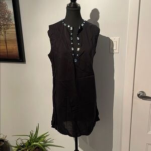 Christina Black Swim Coverup with Blue Accents